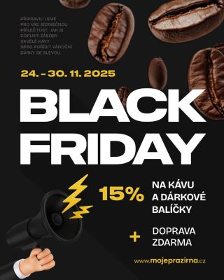 🔥 𝗕𝗟𝗔𝗖𝗞 𝗙𝗥𝗜𝗗𝗔𝗬 𝗦𝗧𝗔𝗥𝗧𝗨𝗝𝗘! 🔥 Celý týden můžete nakoupit kávu i dárkové balíčky o 𝟭𝟱 % levněji – ideální čas doplnit zásoby...